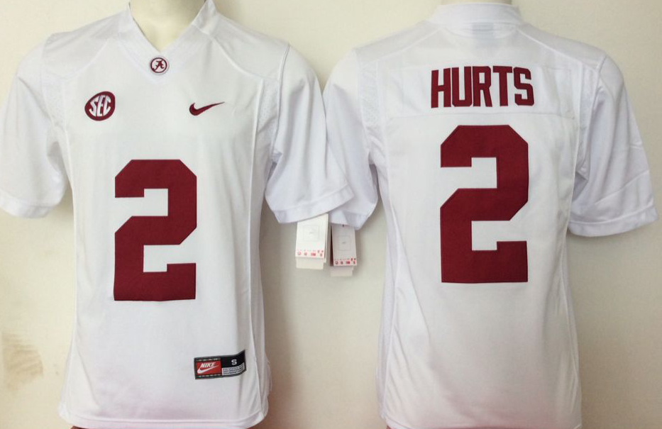 NCAA Men Alabama Crimson Tide white 2 Hurts style 2